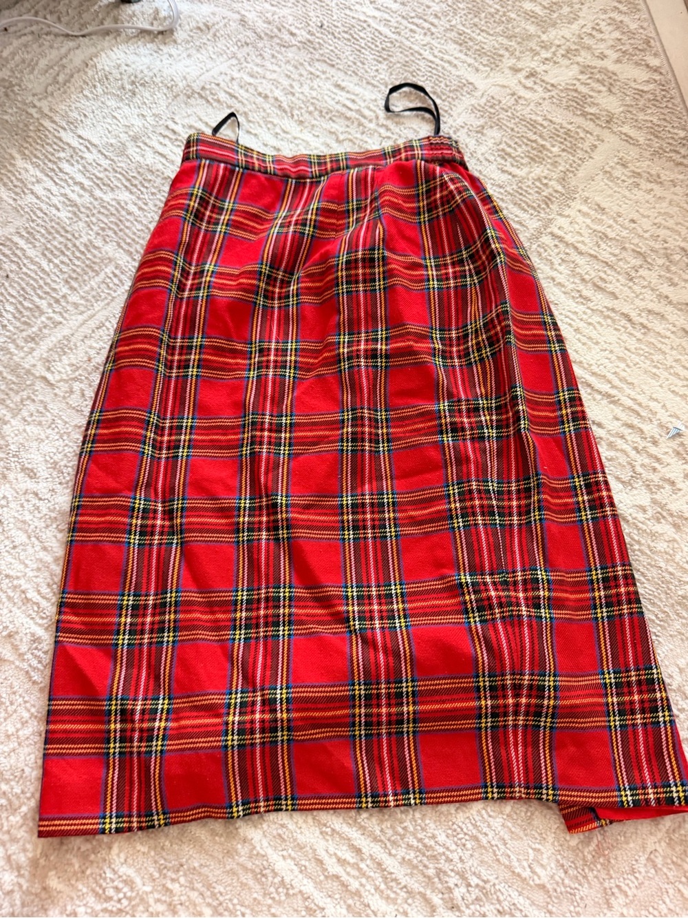 Maggy London Red Plaid Midi Skirt